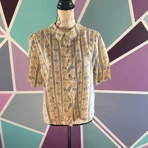 Vintage Floral Striped shirt